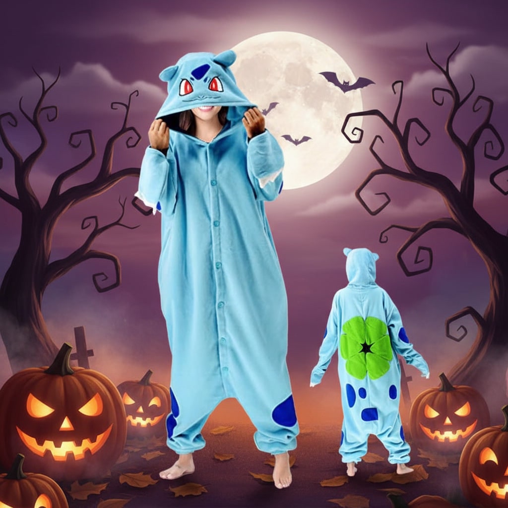Kids' Halloween Christmas Onesie Pajamas with Character Hood and Fleece for Xmas Party