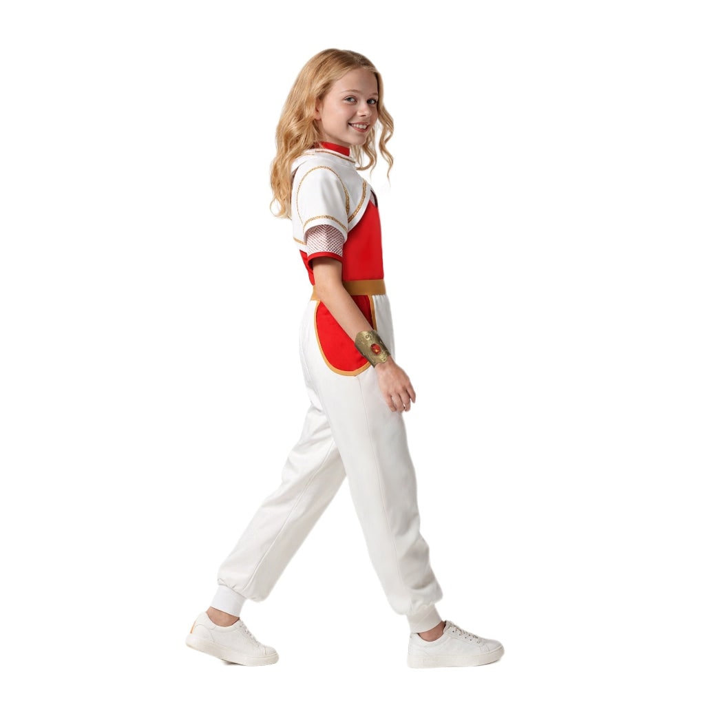 Kids' Halloween Cosplay Costume Jumpsuit with Asymmetrical Sleeves Gold Wrist Cuff Blonde