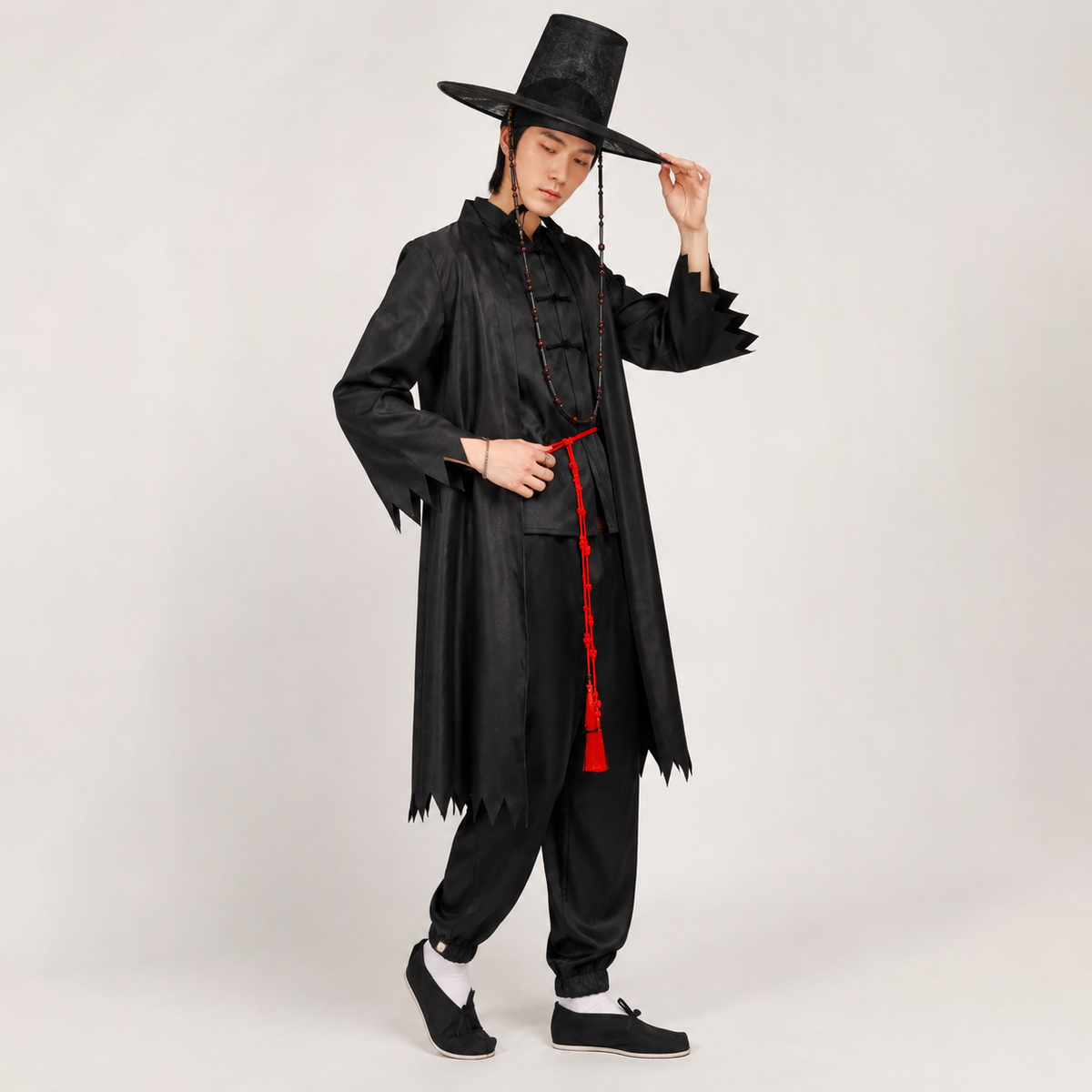 Kids' Halloween Cosplay Costume Korean Traditional Hanbok with Hat Accessories and Silver Chain Details