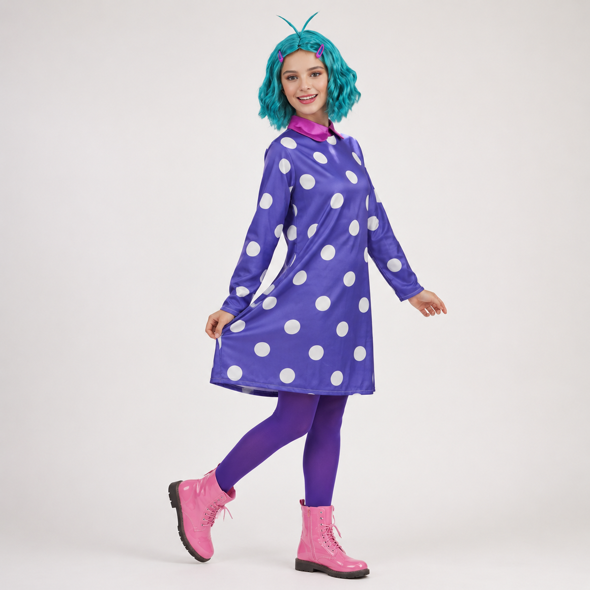 Kids' Halloween Cosplay Costume Polka Dot Dress with and Tights for Party and Themed Events