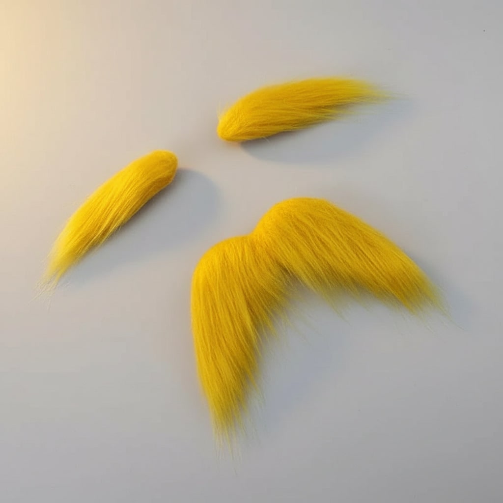 Kids' Halloween Costume Mustache and Fake Beard with Self Adhesive Eyebrows Set Bushy Yellow