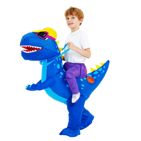 Kids' Halloween Inflatable Dinosaur Costume Outfit Suit with Built-In Fan and Ride-On Design