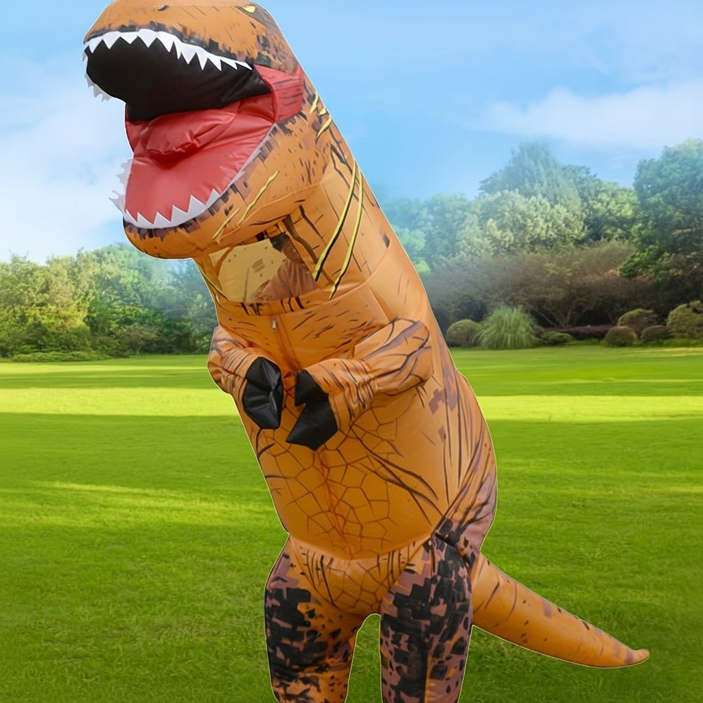 Kids' Halloween Inflatable Dinosaur Costume T-Rex Outfit with Built-In Fan and Crackle Print