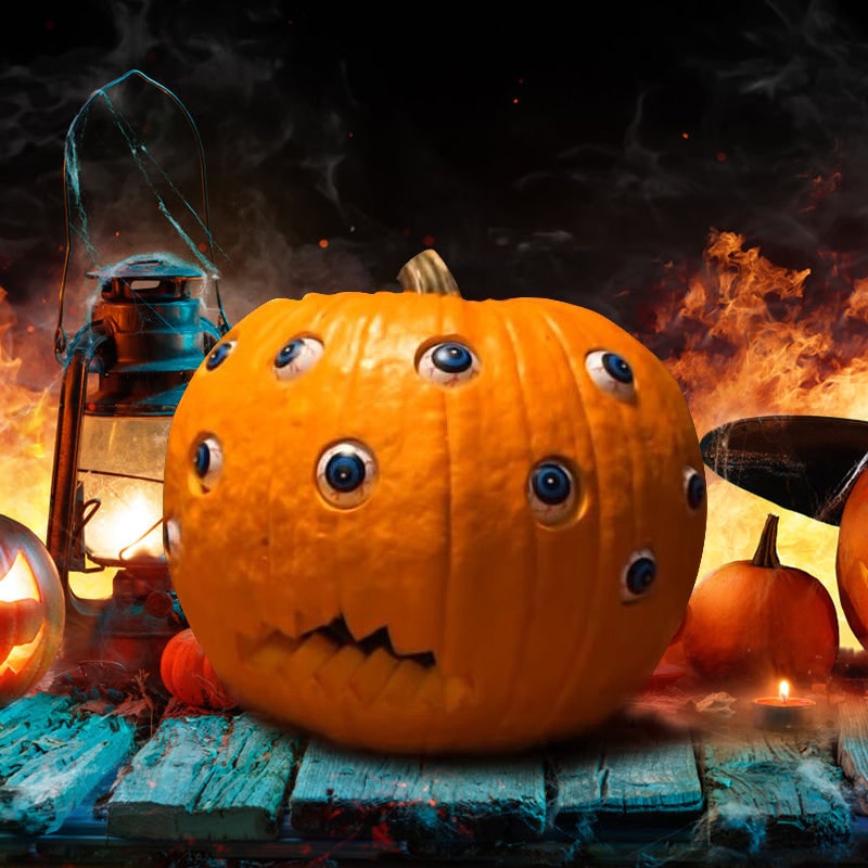 Kids' Halloween Jack O Lantern Pumpkin Decor with Animatronic Moving Eyes for Scary Party Prop