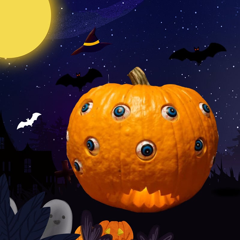 Kids' Halloween Jack O Lantern Pumpkin Decor with Animatronic Moving Eyes for Scary Party Prop