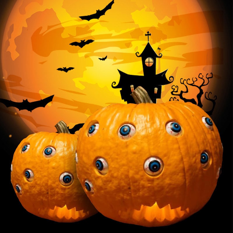 Kids' Halloween Jack O Lantern Pumpkin Decor with Animatronic Moving Eyes for Scary Party Prop