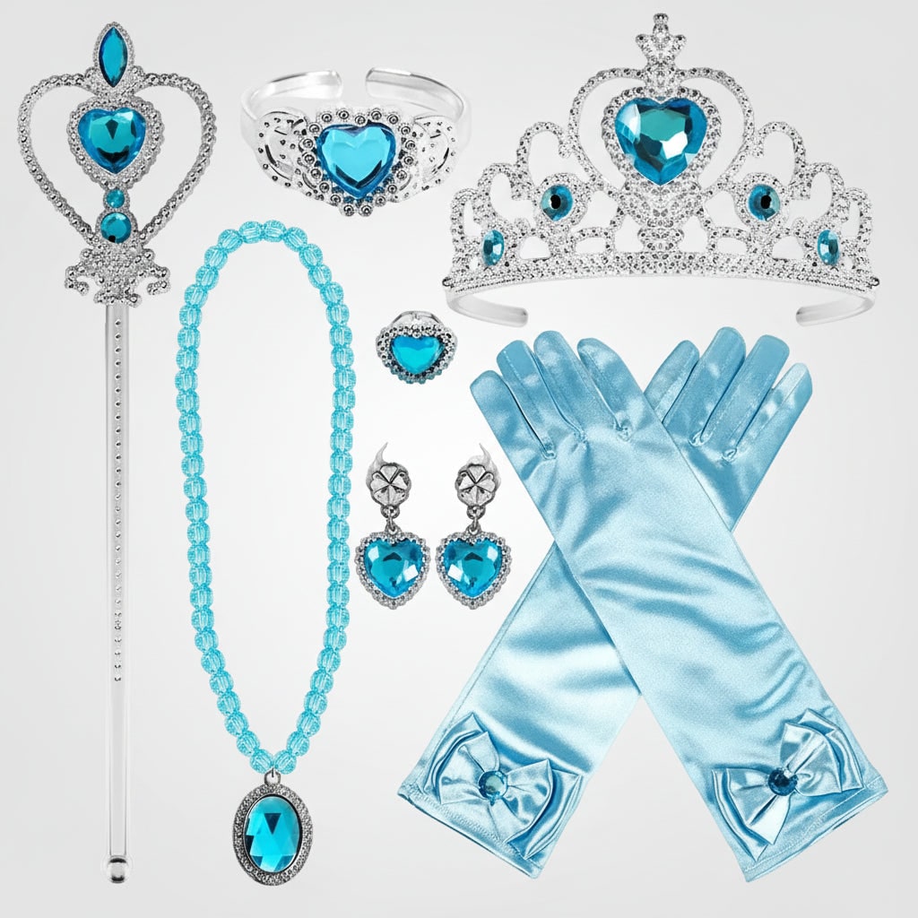 Kids' Halloween Princess Costume Dress with Tiara Wand and Accessories Set