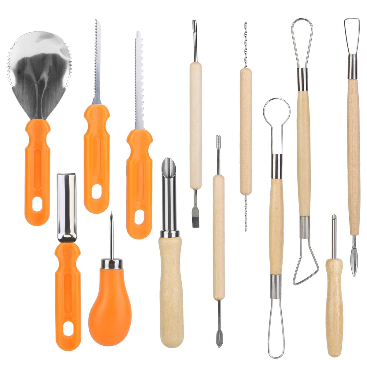 Kids' Halloween Pumpkin Carving Kit and Tools with Stainless Steel Saws and Sculpting for Supplies