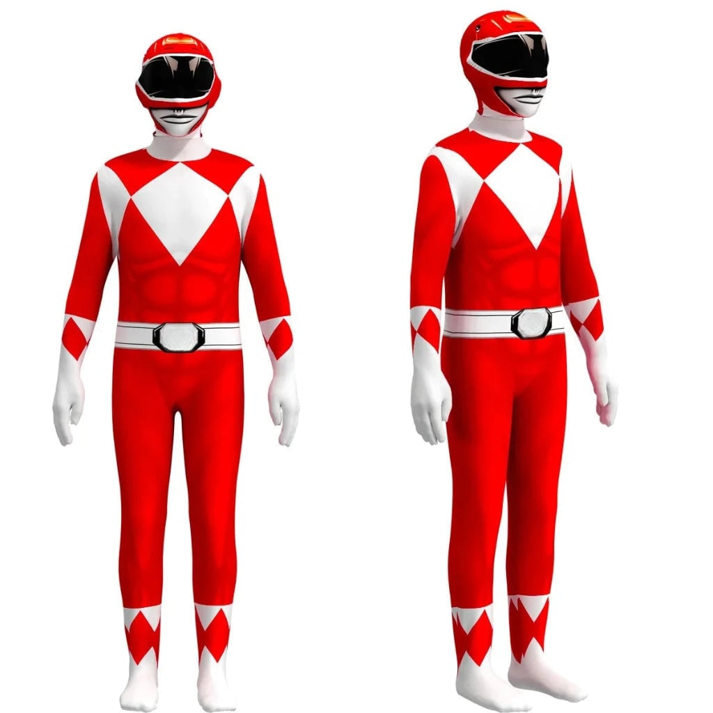 Kids' Halloween Superhero Bodysuit Costume with Muscle Print and Full Hood