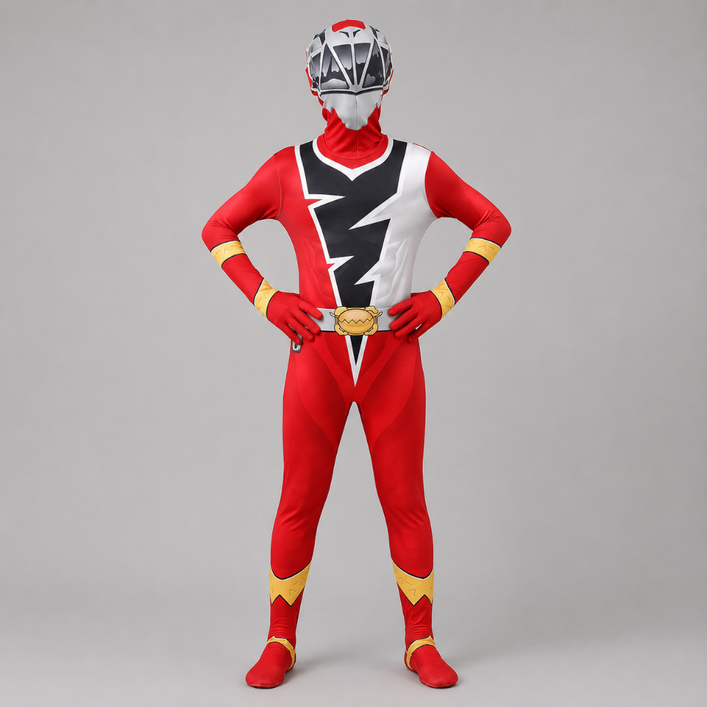 Kids' Halloween Superhero Costume Jumpsuit Dress Up with Lightning Bolt Chest Panel