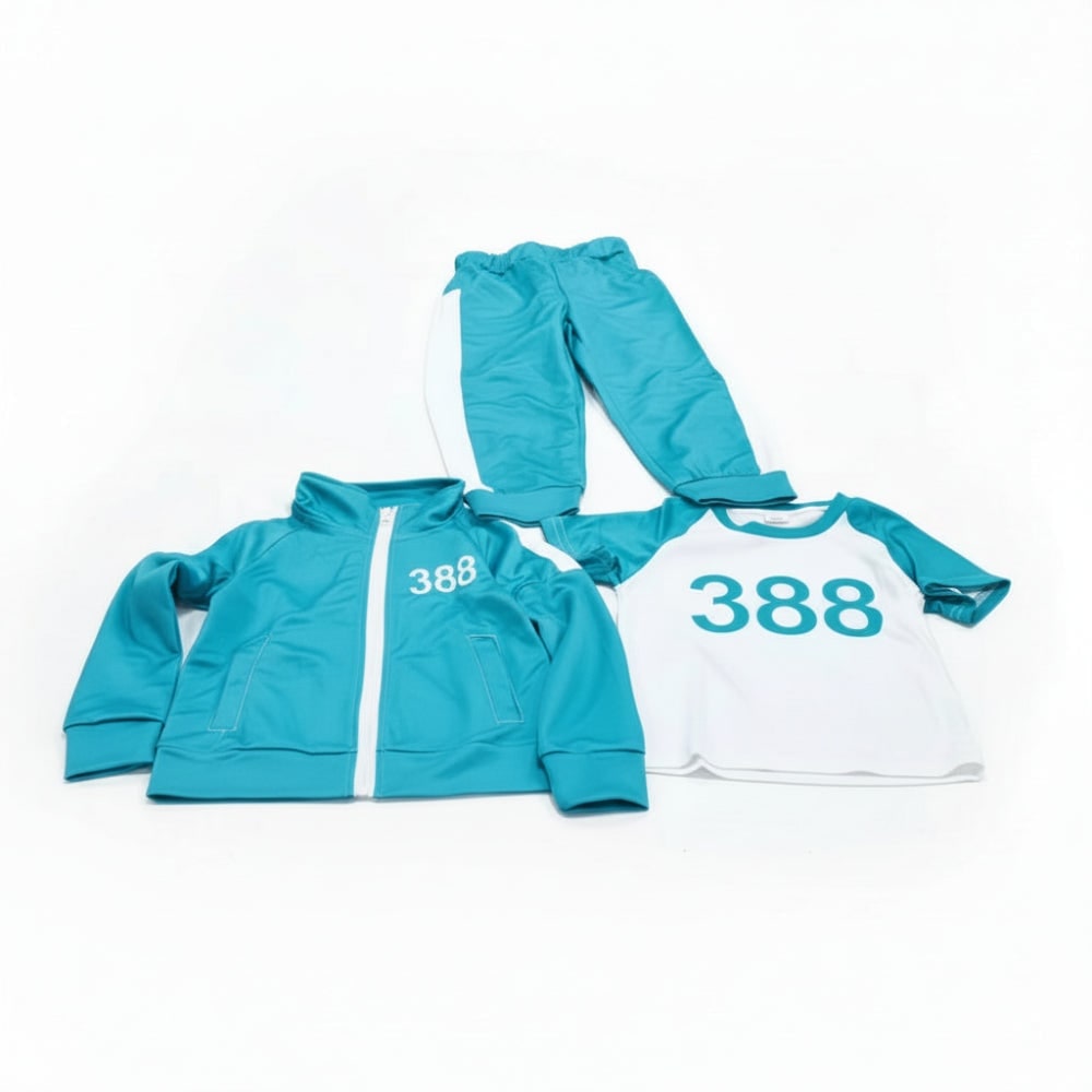 Kids' Halloween Three-Piece Costume Set with Numbers and Side Stripes Tracksuit
