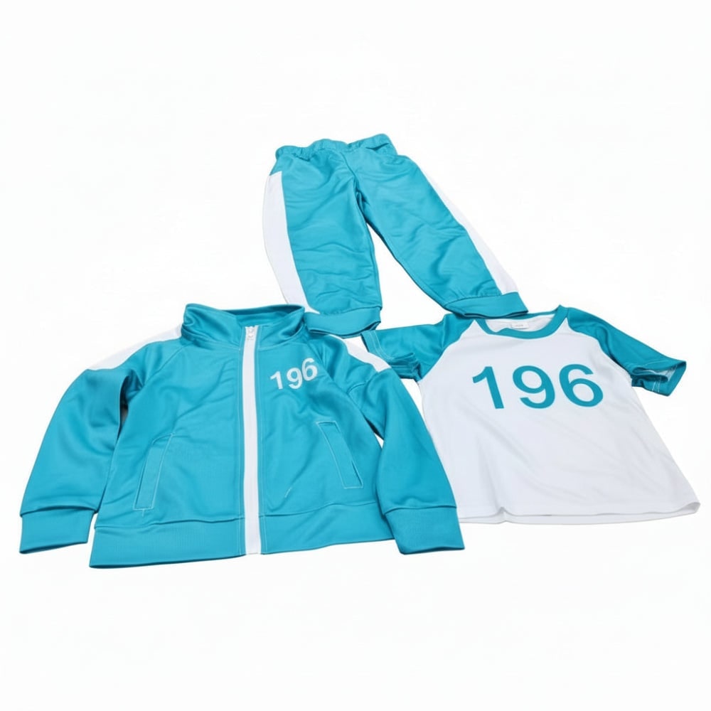 Kids' Halloween Three-Piece Costume Set with Numbers and Side Stripes Tracksuit