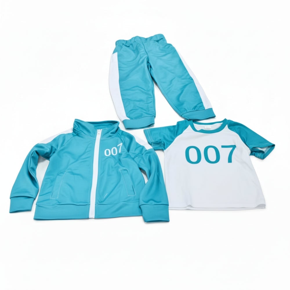 Kids' Halloween Three-Piece Costume Set with Numbers and Side Stripes Tracksuit