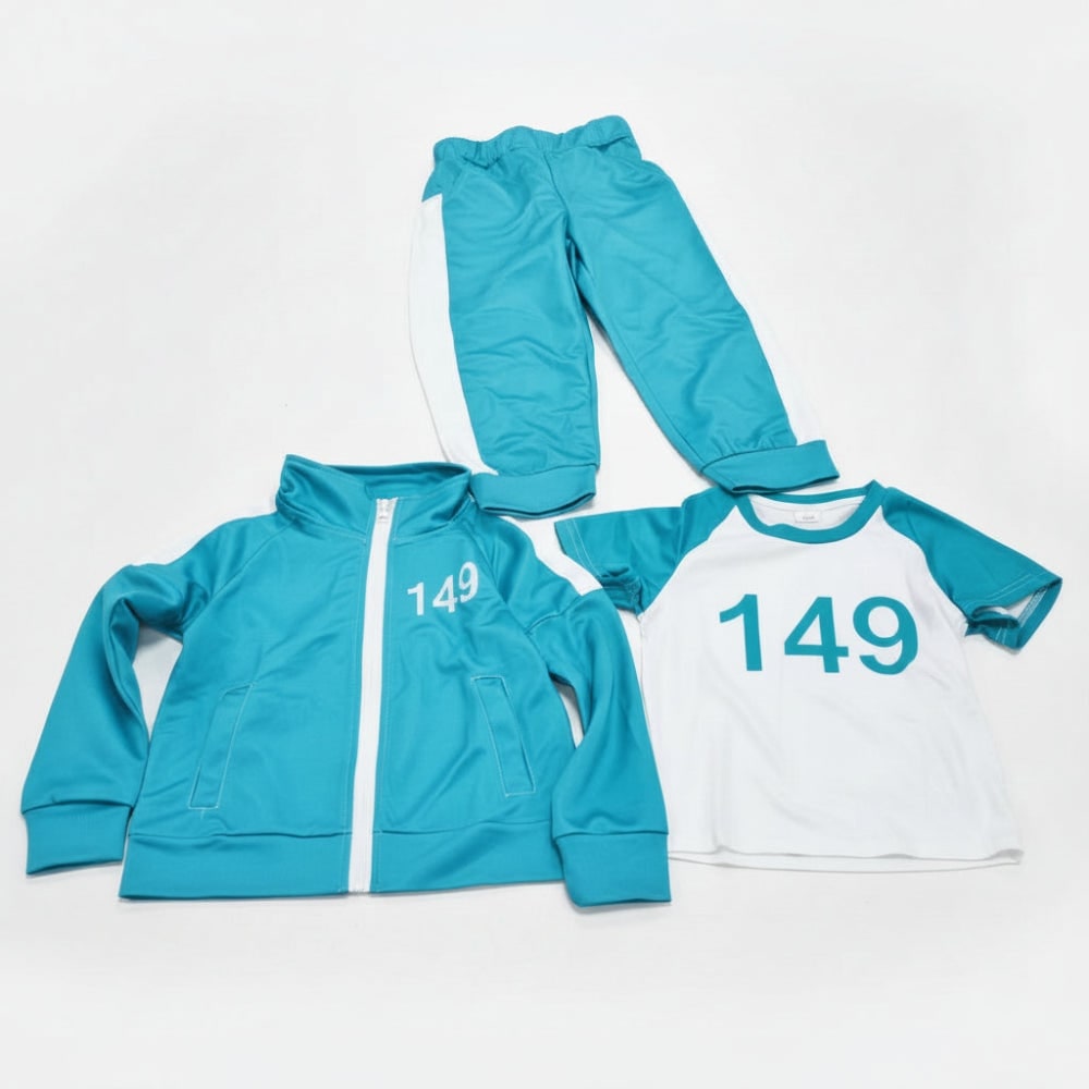 Kids' Halloween Three-Piece Costume Set with Numbers and Side Stripes Tracksuit