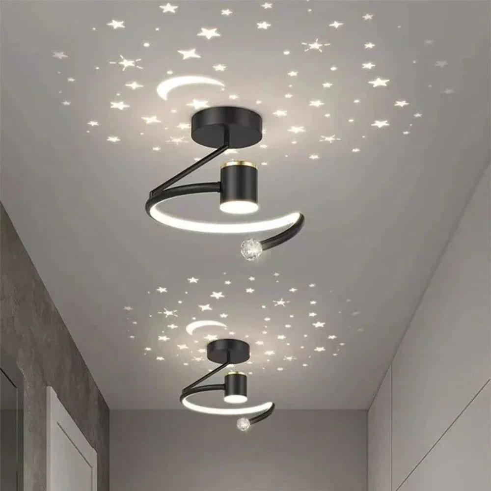 Kids' LED Ceiling Light with Star Projection and Dimmable Semi Flush Design for Bedroom