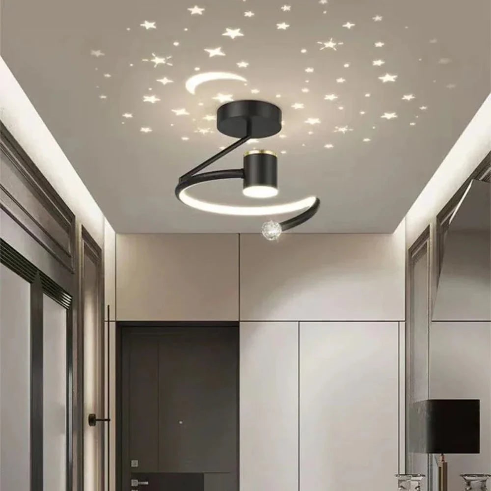 Kids' LED Ceiling Light with Star Projection and Dimmable Semi Flush Design for Bedroom