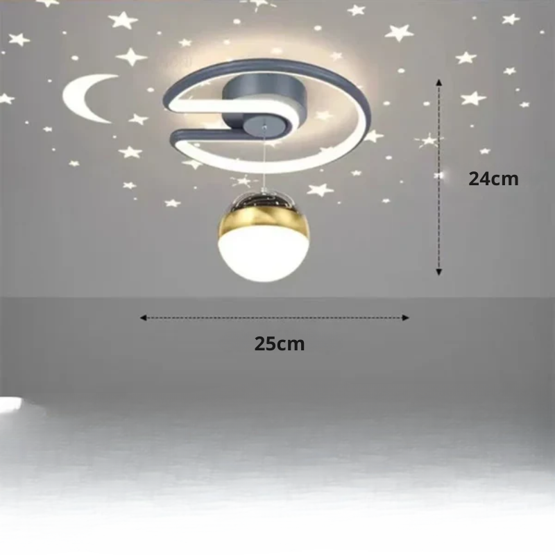 Kids' LED Ceiling Light with Star Projection and Dimmable Semi Flush Design for Bedroom