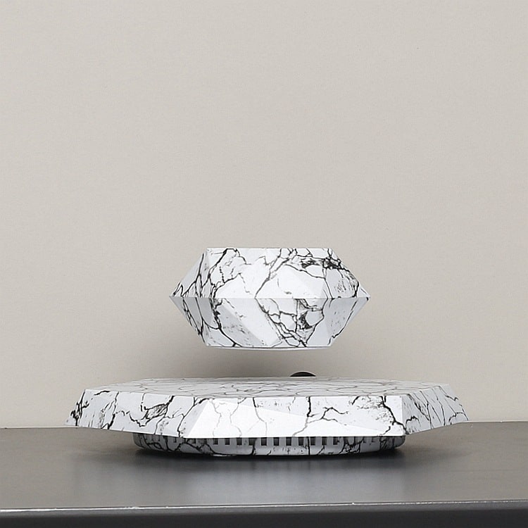 Kids' Levitating Plant Pot with Floating Marble Base and 360-Degree Rotation for Indoor Ceramic