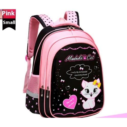Kids' Lunch Box Backpack Set with Matching Pencil Case Cartoon Cat Print Waterproof and Bag Combo