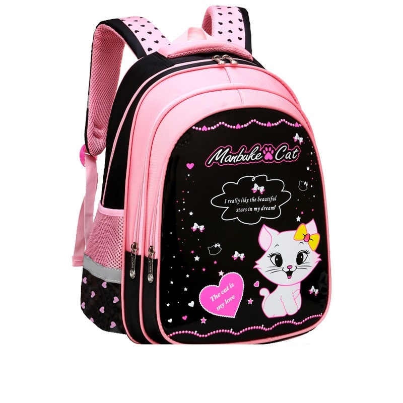 Kids' Lunch Box Backpack Set with Matching Pencil Case Cartoon Cat Print Waterproof and Bag Combo