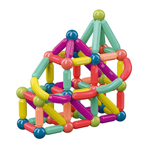 Kids' Magnetic Building Blocks and Cubes with Sticks and Balls Stem Construction Toy Set