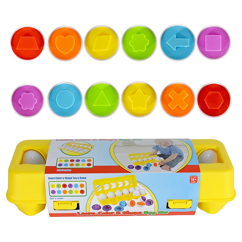 Kids' Matching Eggs Toy with Fine Motor Skills Development Shape Sorting and Carton Storage for Toddlers