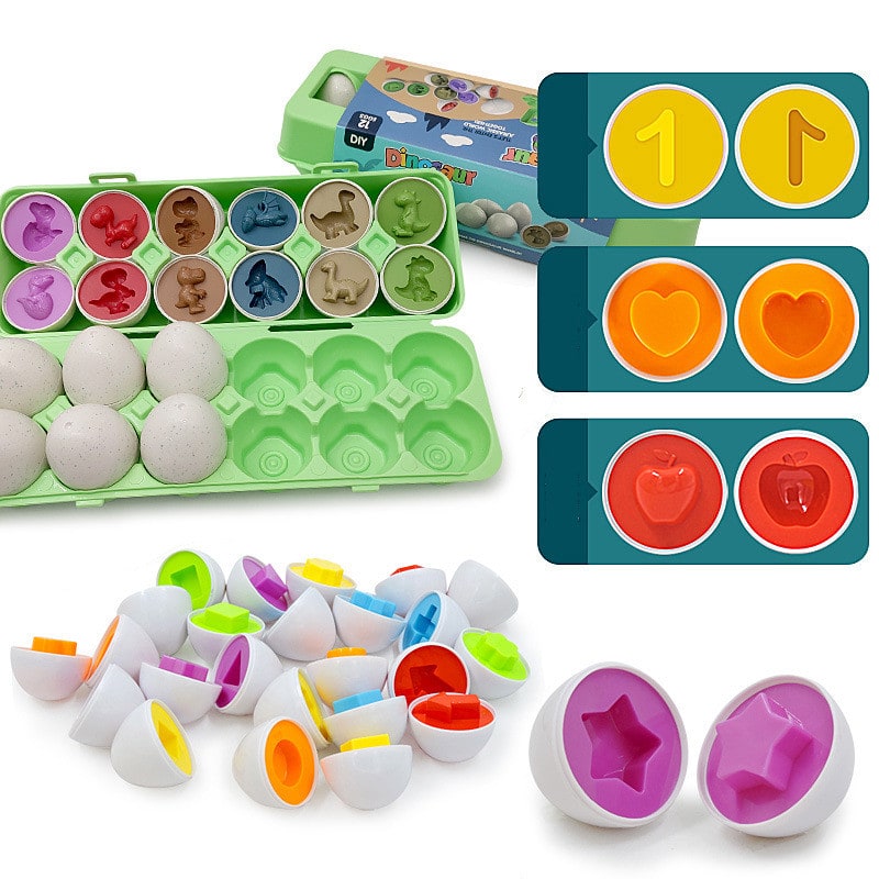 Kids' Matching Eggs Toy with Fine Motor Skills Development Shape Sorting and Carton Storage for Toddlers