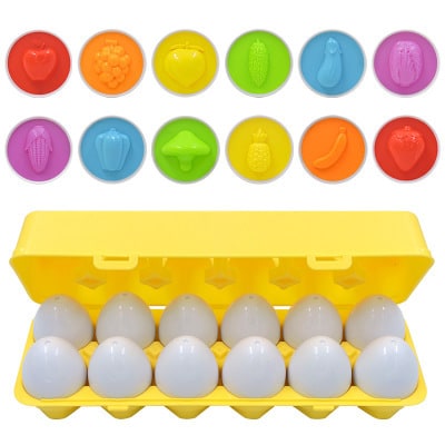 Kids' Matching Eggs Toy with Fine Motor Skills Development Shape Sorting and Carton Storage for Toddlers