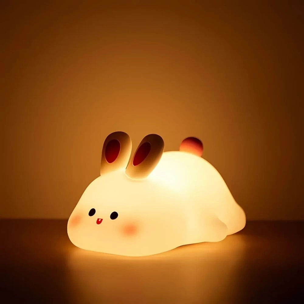 Rechargeable Kids Night Light Soft Silicone Animal Touch Activated Lamp Dimmable