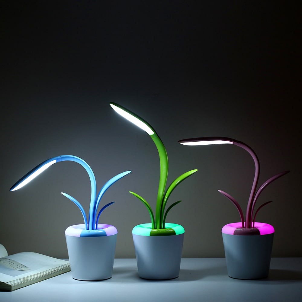 Kids' Plant Desk Lamp with LED Light Flexible Gooseneck Rechargeable Battery and USB Charging