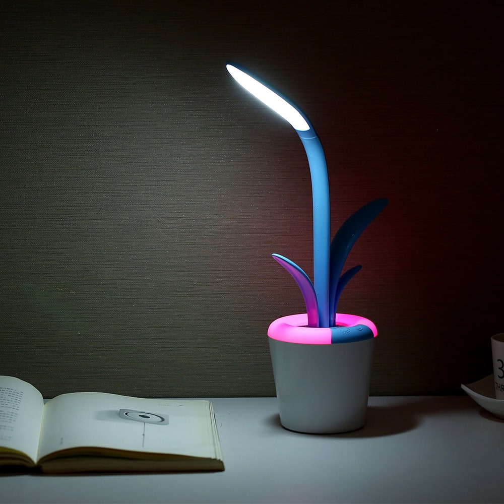 Kids' Plant Desk Lamp with LED Light Flexible Gooseneck Rechargeable Battery and USB Charging