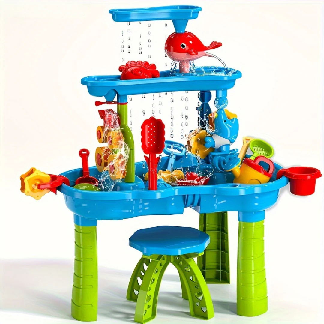 Kids'' Sand and Water Table with 15 Accessories and Multi-Tier Design