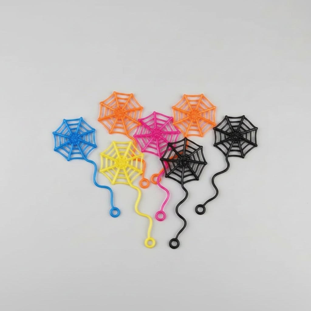 Kids' Halloween Decorations Sticky Spiderweb Party Favors Stretchy Neon Window Clings with Wavy Tail