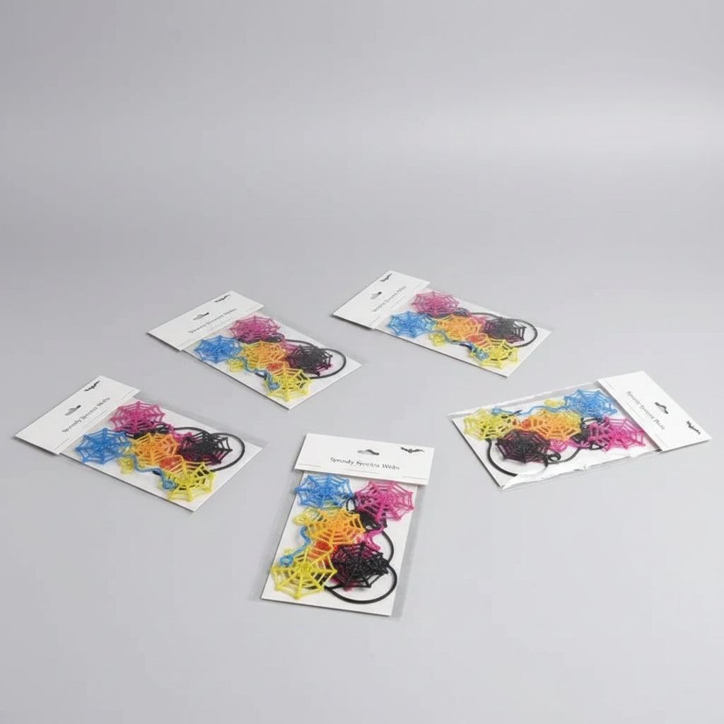 Kids' Halloween Decorations Sticky Spiderweb Party Favors Stretchy Neon Window Clings with Wavy Tail