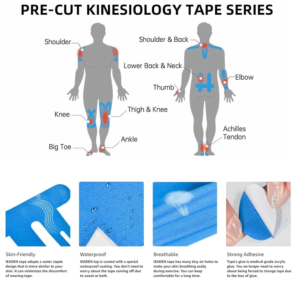 Kinesiology Tape for Knee and Ankle Support with Pre-Cut Strips