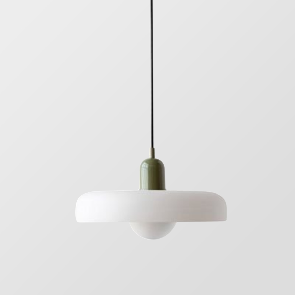 Kitchen Pendant Light Fixture with Adjustable Cord and Glass Disc Shade for Living Room