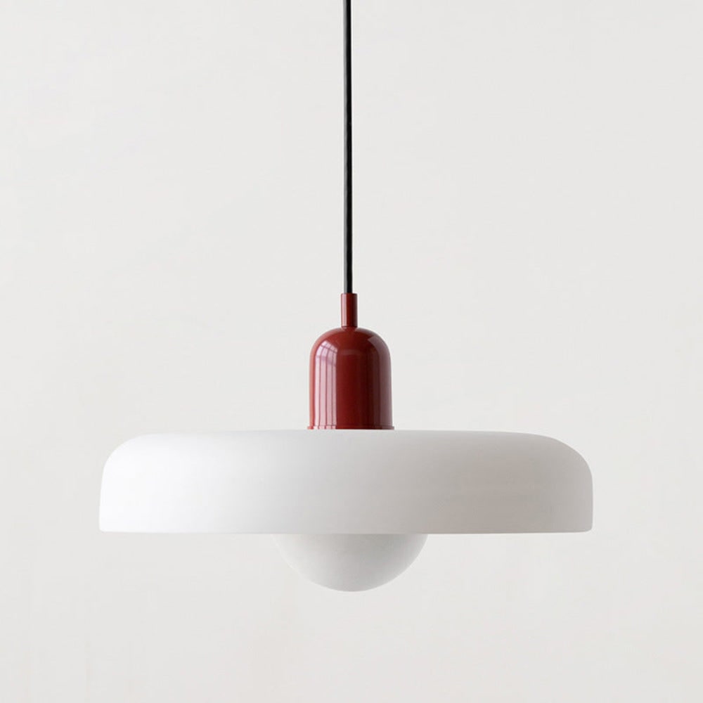 Kitchen Pendant Light Fixture with Adjustable Cord and Glass Disc Shade for Living Room