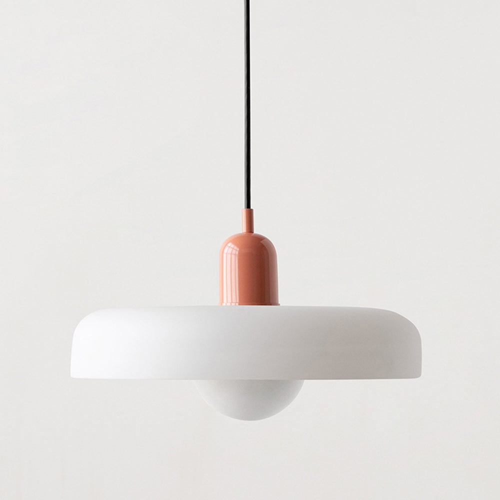 Kitchen Pendant Light Fixture with Adjustable Cord and Glass Disc Shade for Living Room