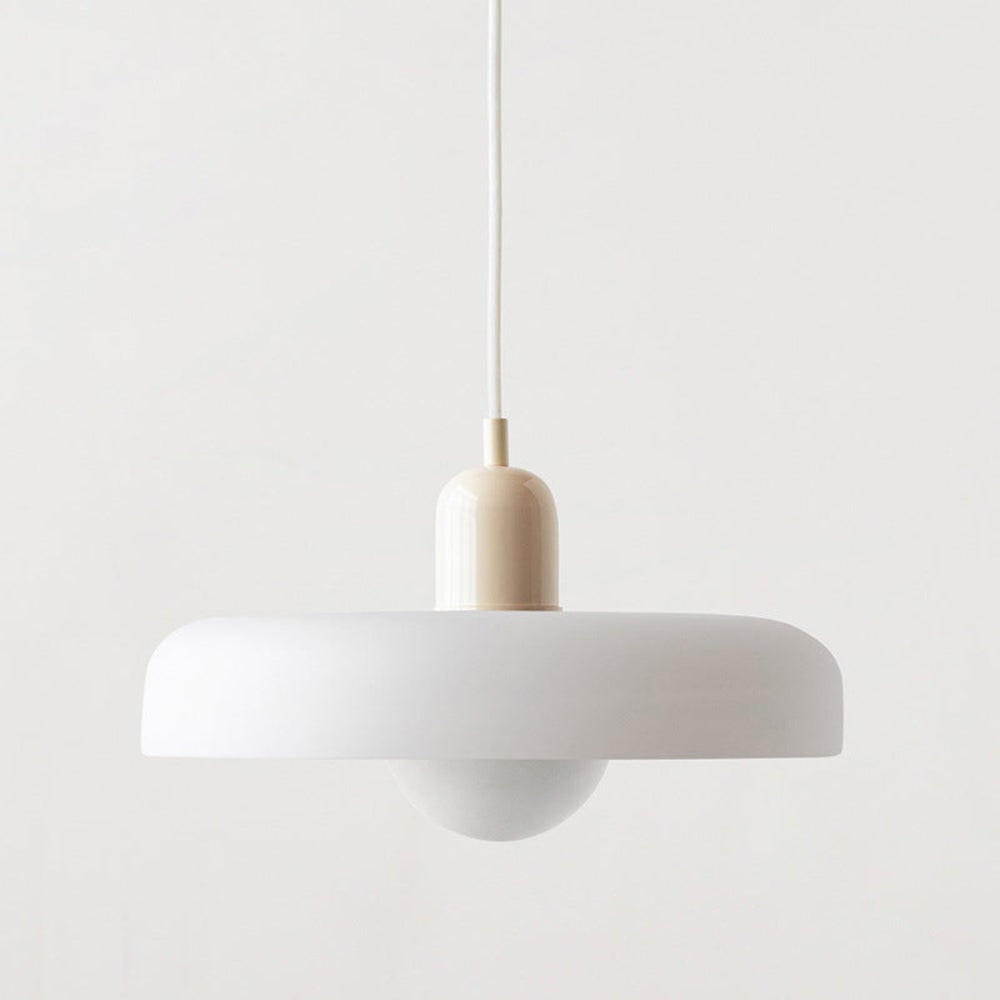 Kitchen Pendant Light Fixture with Adjustable Cord and Glass Disc Shade for Living Room