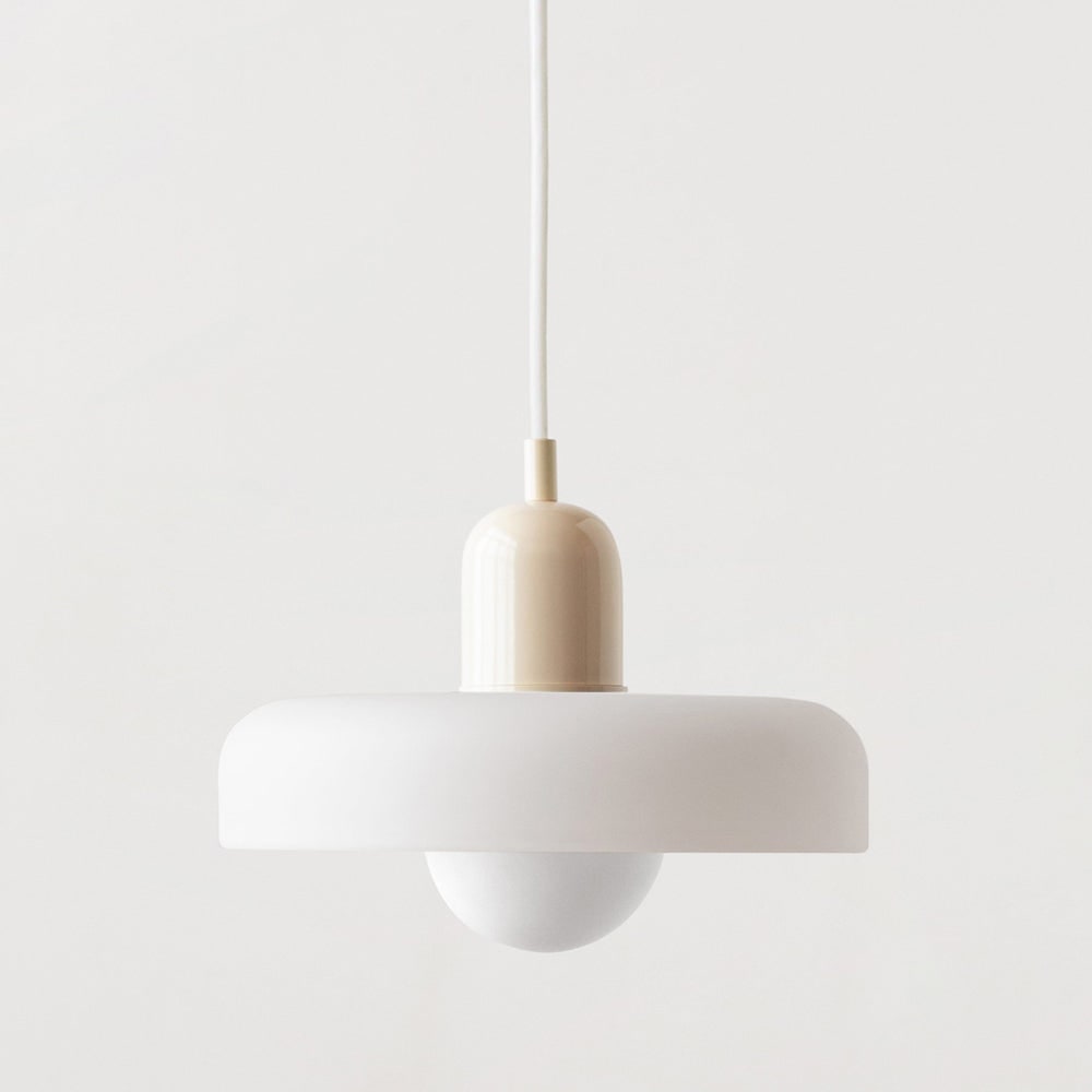 Kitchen Pendant Light Fixture with Adjustable Cord and Glass Disc Shade for Living Room