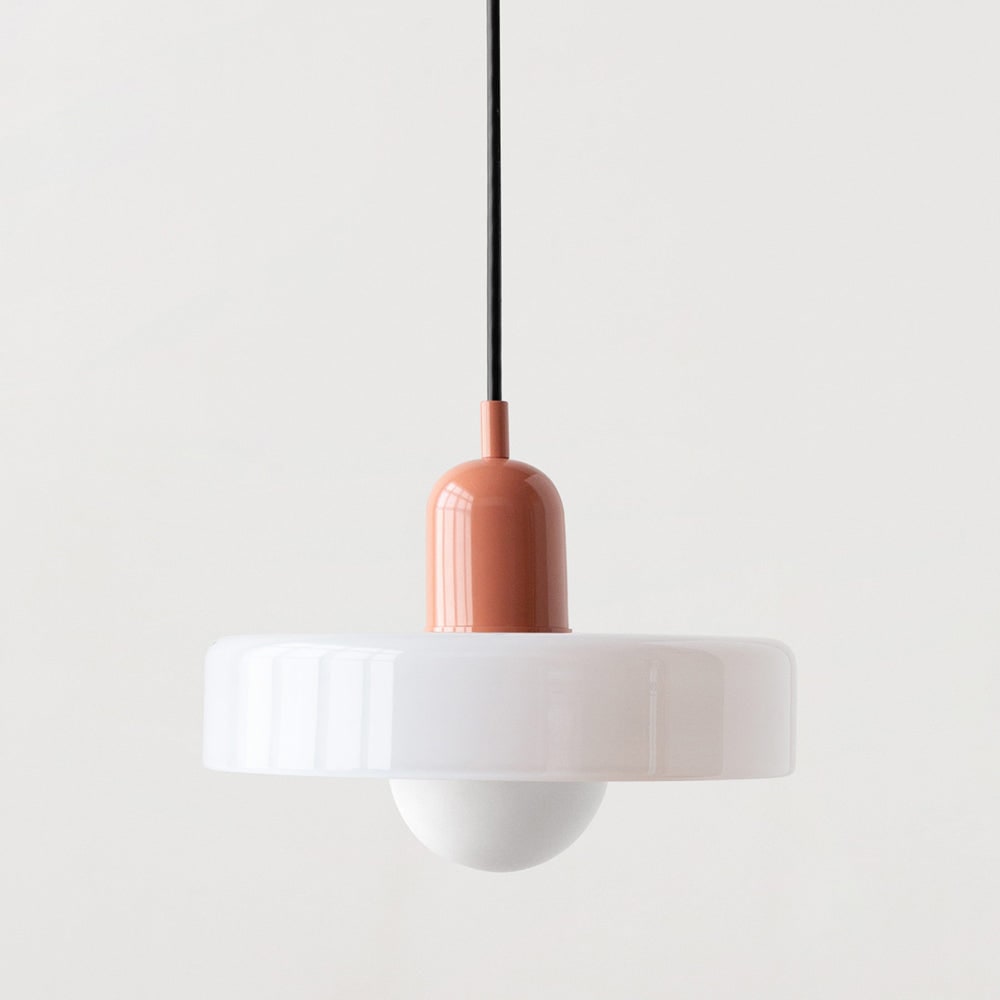 Kitchen Pendant Light Fixture with Adjustable Cord and Glass Disc Shade for Living Room