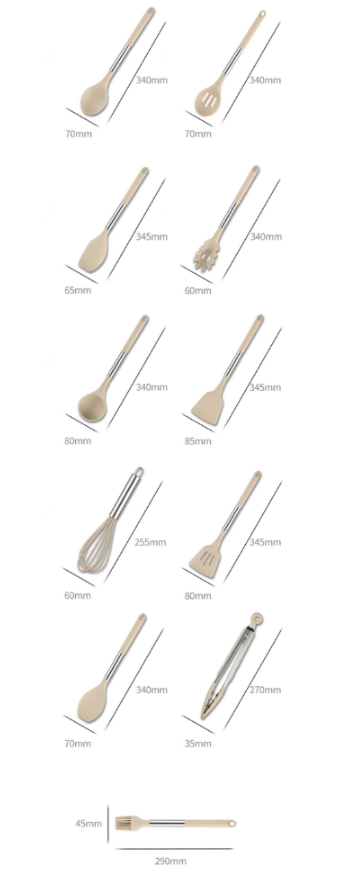 KITCHENORA – Complete Utensil Set with Silicone Heads & Wood-Style Handles
