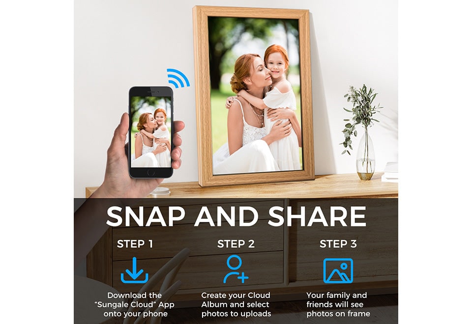 Large Smart Digital Picture Frame with Cloud Photo Sharing and Auto Rotate 11 X 14