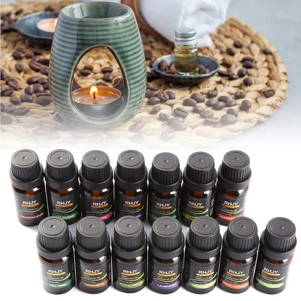 Lavender Essential Oil Set for Diffuser with Aroma 14-Bottle Amber Glass Kit