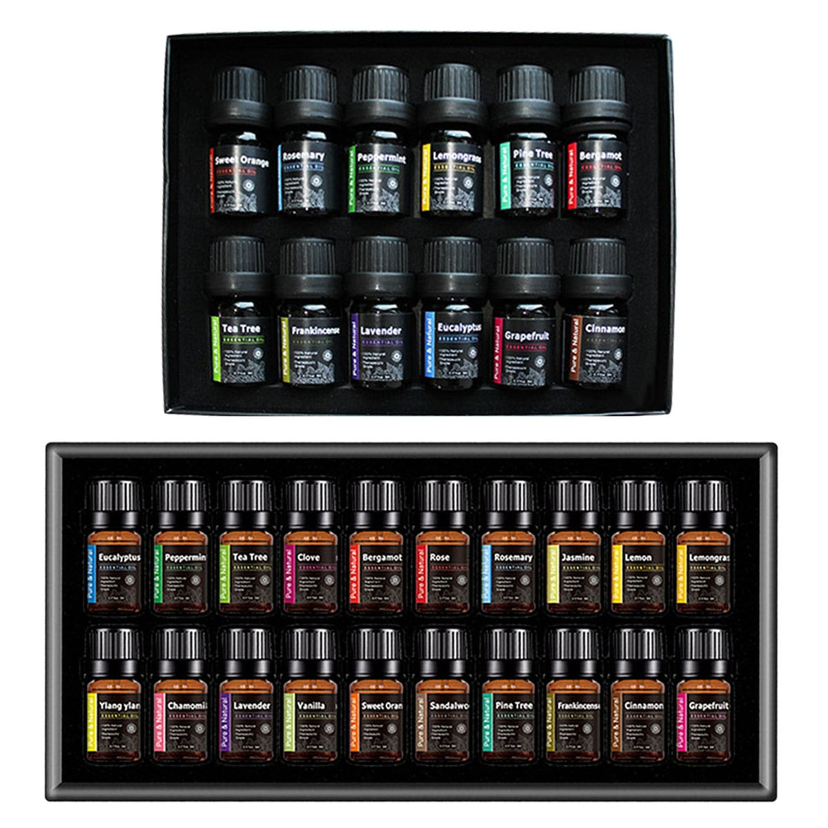 Lavender Essential Oil Set for Diffuser with Aroma 14-Bottle Amber Glass Kit