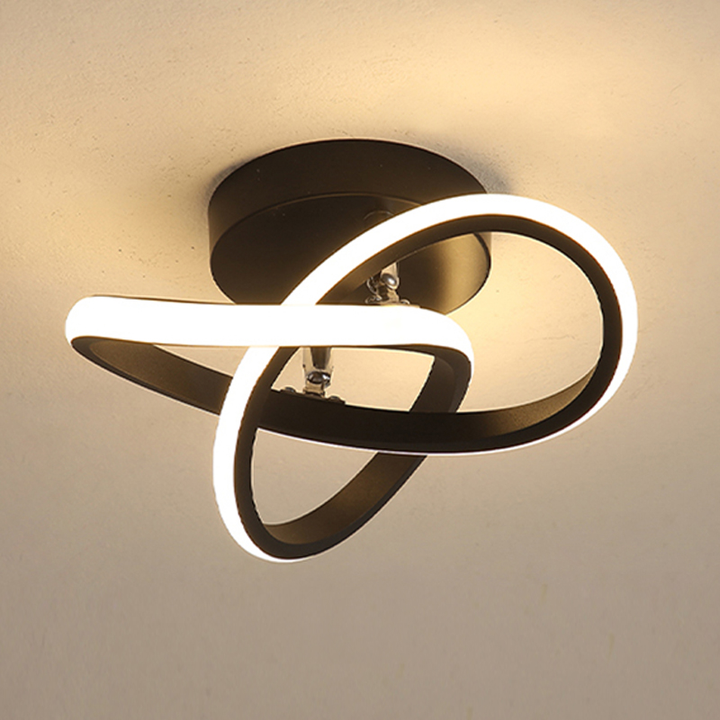 LED Ceiling Light Fixture with Low Profile Flush Mount Modern Overlapping Rings Design