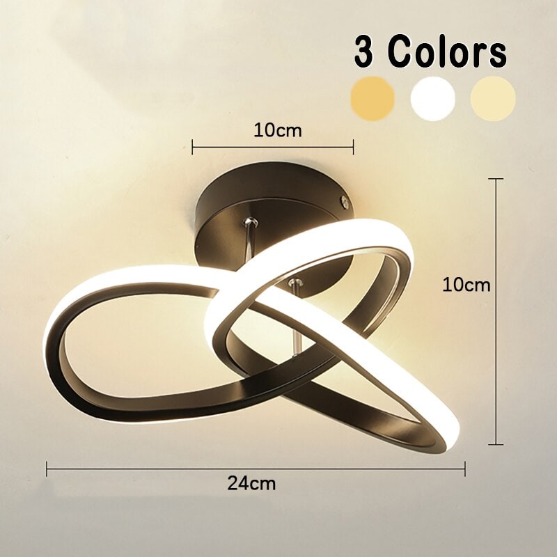 LED Ceiling Light Fixture with Low Profile Flush Mount Modern Overlapping Rings Design
