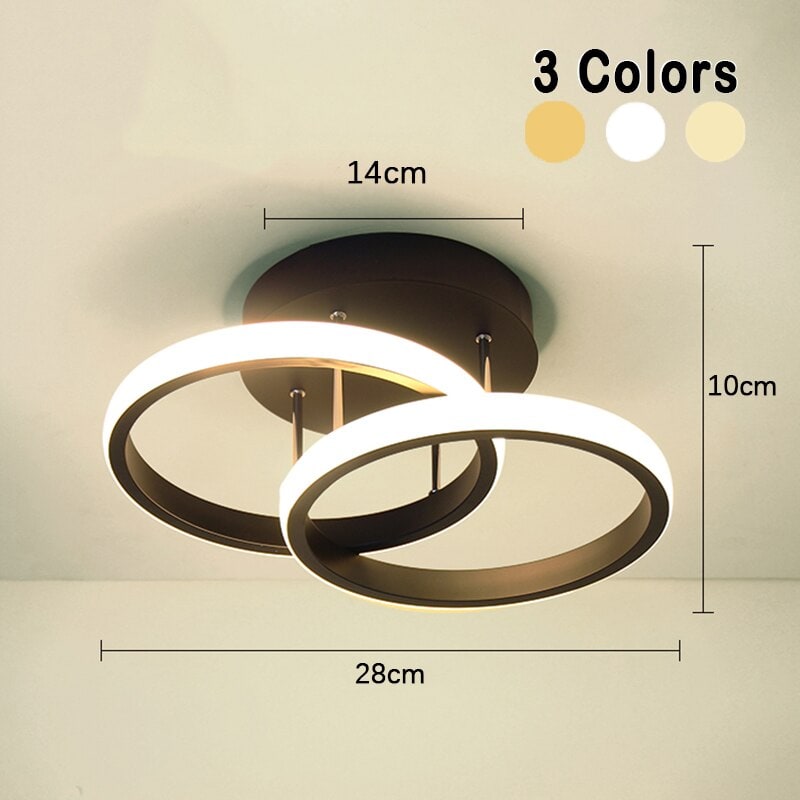 LED Ceiling Light Fixture with Low Profile Flush Mount Modern Overlapping Rings Design