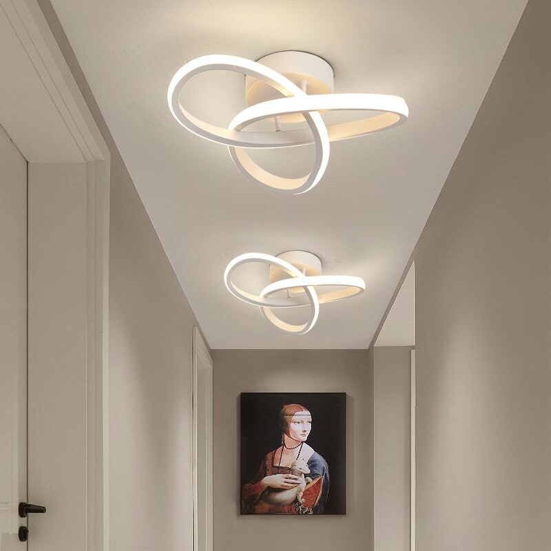 LED Ceiling Light Fixture with Low Profile Flush Mount Modern Overlapping Rings Design
