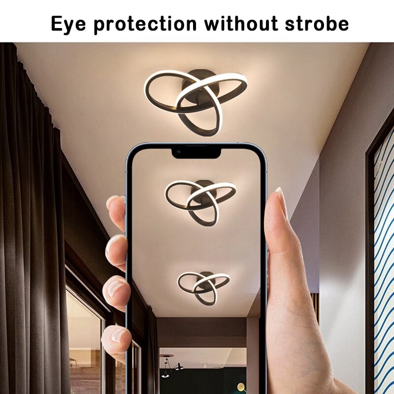 LED Ceiling Light Fixture with Low Profile Flush Mount Modern Overlapping Rings Design